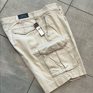 NWT Men’s Polo Ralph Lauren Beige Cargo Shorts Big & Tall Size 44 B